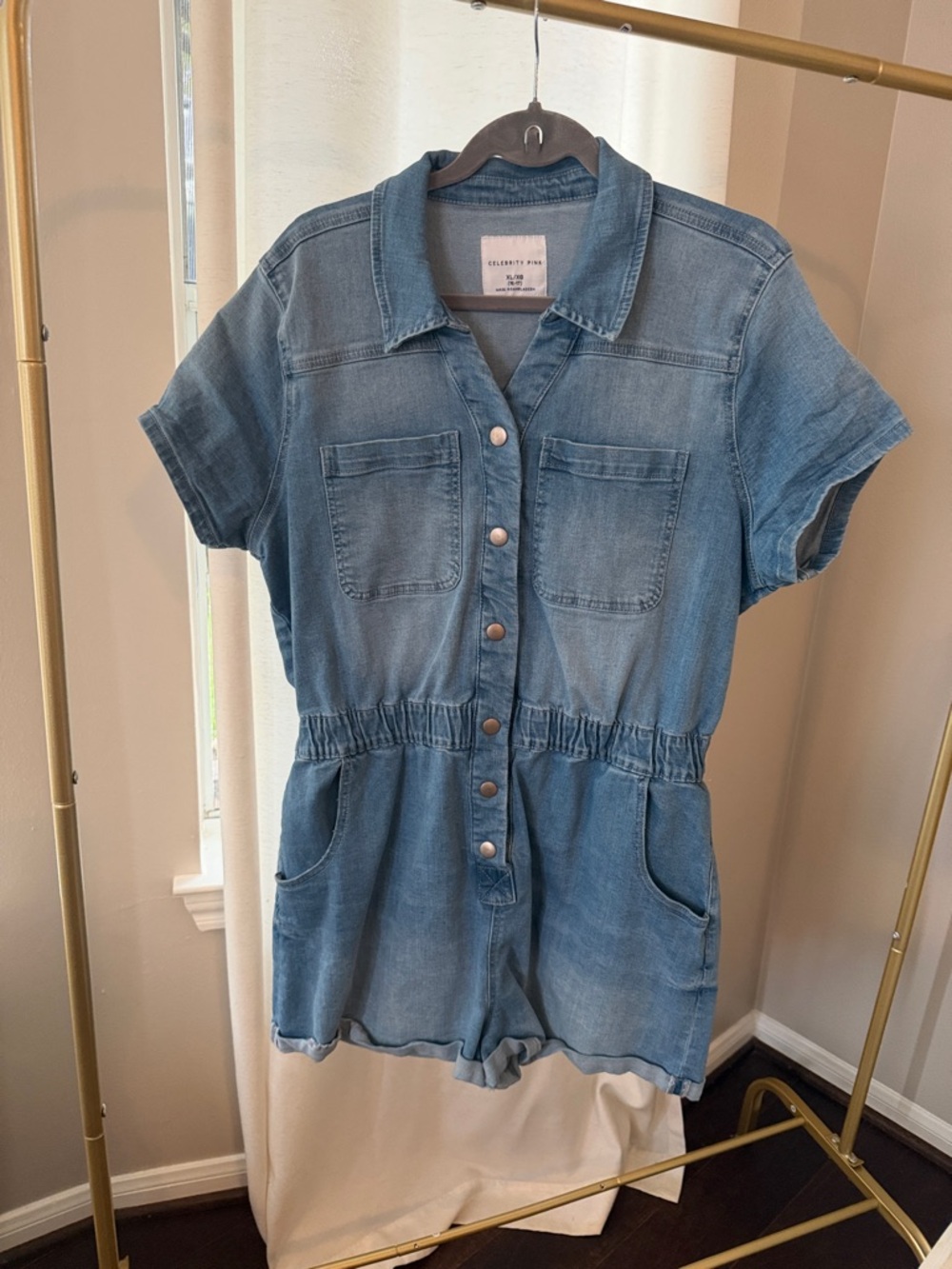 Celebrity Pink Light Blue Denim Top with White Label